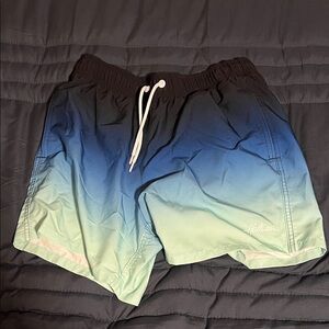 Hollister Blue and Green Ombre Swim Board Shorts